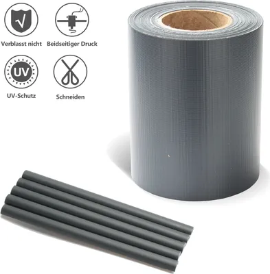 Obrázok produktu pre VINGO PVC fólia na balkón 70m x 19cm, vrátane 60 upevňovacích klipov, ochrana proti vetru, ochrana proti slnku, fólia na plot s dvojitým plotom, antracitová
