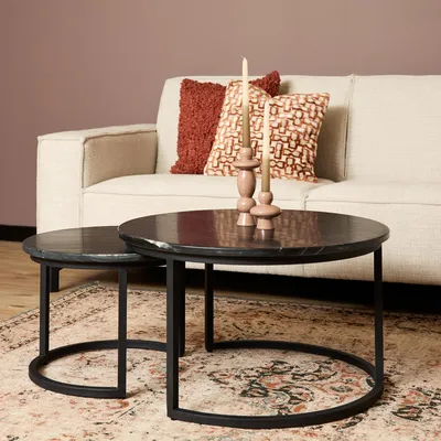 Produktbild von Starfurn - Couchtisch aus schwarzem Marmor Nova - 70 cm - 2er-Set