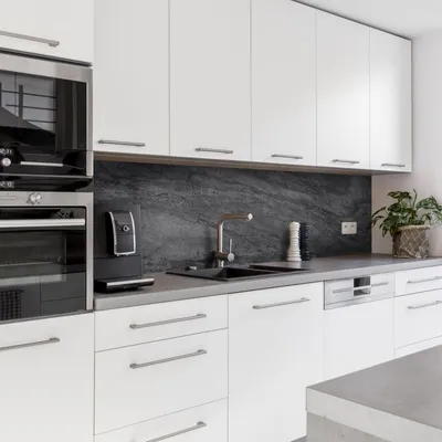 Produktbild von Dedeco Küchenrückwand Motiv: Beton V5, 5mm Hartschaum Kunststoffplatte PVC als Spritzschutz Küchenwand Wandschutz wasserfest, inkl. UV-Lack matt, alle Untergründe, 280 x 60 cm