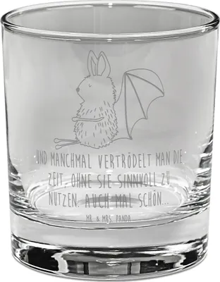 Produktbild von Mr. & Mrs. Panda Tumbler Fledermaus Sitzen - Transparent - Geschenk, Old Fashioned Glas, Whiskey, Motivation, Fledermäuse, Scotch, Lustige Sprüche, Entspannen, Whiskyglas