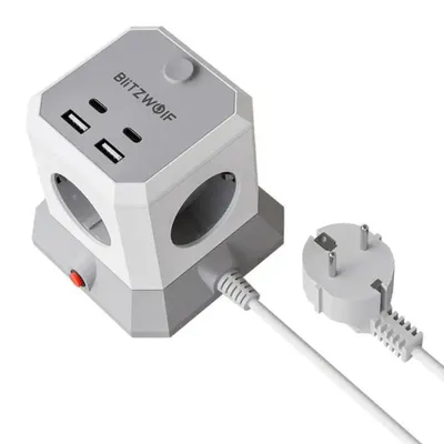 Productafbeelding van BlitzWolf BW-EC1: verlenger met 4x AC-aansluiting, 2x USB-A en 2x USB-C
