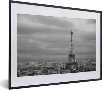 Produktbild von MuchoWow® MuchoWow® Gerahmtes Poster Beleuchteter Eiffelturm in der Abenddämmerung 40x30 cm - Poster mit zchwarzem Bilderrahmen - Bilderrahmen - Poster im Rahmen