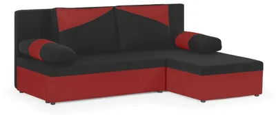 Produktbild von Ecksofa Polo mit Schlaffunktion - Schwarz/Rot