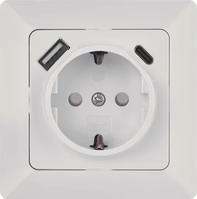 Steckdose mit USB A+USB C., weissSteckdose mit USB A+USB C., weissSteckdose mit USB A+USB 