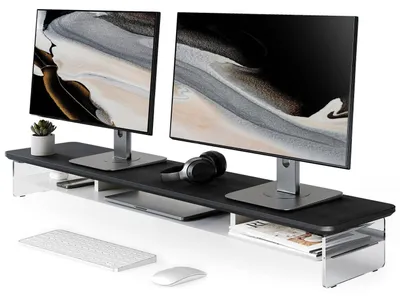 Obrázek produktu pro Stojan na monitor, akryl a kov, černý, 108 cm