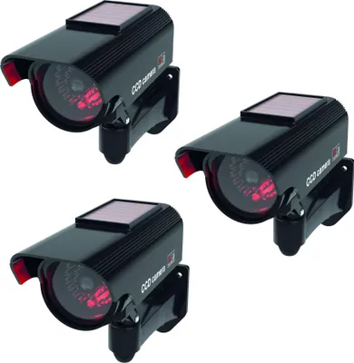 Produktbild von BASI - CCD Solar Kamera-Attrappe - KA 311 - Schwarz - Solarbetrieben - IP 23  - Montagematerial inkl. - 3 Stück - 1000-0311