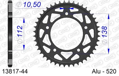 Produktbild von AFAM Kettenrad 13817-44 radseitig hinten 0 4kg