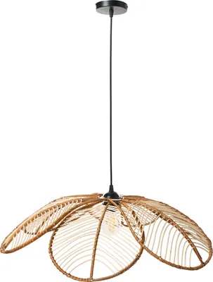 Obrázok produktu pre BELIANI Závesná lampa prírodná ratanové tienidlo tvar kvetu ručná výroba boho štýl osvetlenie doplnky