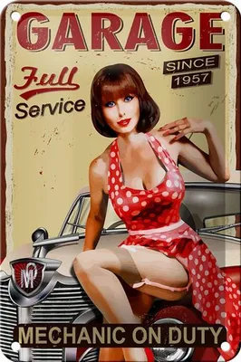 Produktbild von Blechschild Pinup 12x18cm Retro full Service mechanic Auto