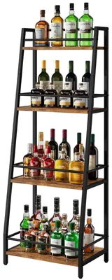 Zdjęcie produktu dla 3-poziomowy regał na wino w stylu vintage - brązowy