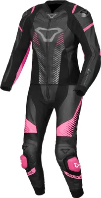 Produktbild von Macna Tronniq perforierte Damen 2-Teiler Motorrad Lederkombi, schwarz/fuchsia, 36