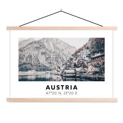 Produktbild von MuchoWow® Textilposter Österreich - Wasser - Berge - Alpen 60x40 cm mit holzfarbenen Rahmen - Bilder