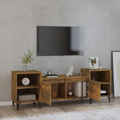 Produktbild von "im Sonderangebot"TV-Schrank Industriestil - CLORIS - Fernsehenschrank - Räuchereiche 160x35x55 cm Holzwerkstoff - DEMöbel5838185