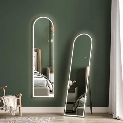 Produktbild von Ganzkörperspiegel LED Wandspiegel Standspiegel 150 x 40 cm 3 Lichtfarben dimmbar Touch-Schalter rahmenlos explosionsgeschütztes Glas