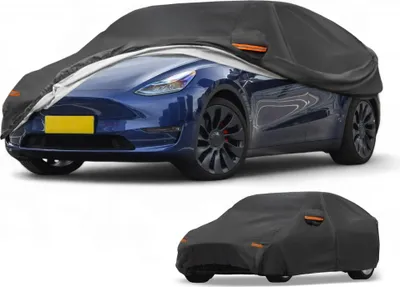 Produktbild von Autoabdeckung Wasserdicht Alle Wetter Automobil Au?en Anti-UV Sonne Regen Schutz Vollst?ndige Au?enabdeckung fš¹r Tesla Model Y Schwarz mit Reflektierenden Streifen