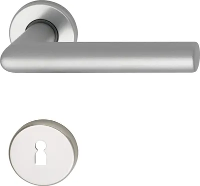Produktbild von Türbeschlag Sch L Form | Türgriff für Innentür auf Rosette BB | Aluminium silber