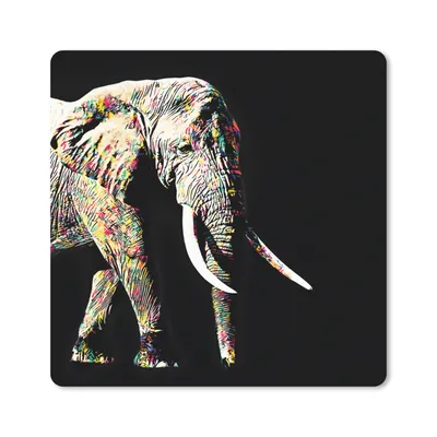 Produktbild von MuchoWow® Mauspad Mousepad Elefant - Tiere - Farben 20x20 cm - Mousepads - Maus Mat - Pad - Mausunterlage - Desk Mat - Bureauartikeln