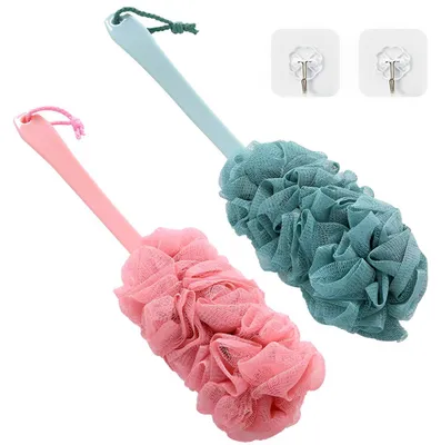Image de Brosse de bain à long manche avec pommeau de douche, lot de 2