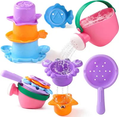 Produktbild von Schwimmtier Badespielzeug, schimmelresistentes Wasserspielzeug für Badewanne, Strand, Sand und Schwimmbad, 5-teiliges Set Sommerstrand- und Sandzubehö
