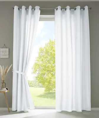 Produktbild von 2er Set Vorhänge Schal Ösen »Berlin« 245x140cm Weiß Blickdicht Microsatin Matt