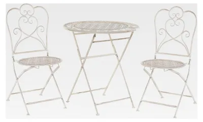 Produktbild von Bistroset für den Garten Balkonmöbel beige 2 Stühle Klapptisch Metall Trieste
