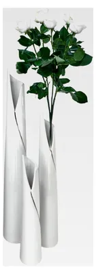 Produktbild von Blumenvase Pure White Schlank weiß 30-50 cm hoch, Wohnzimmer Fensterbank, Keramik (40x7 cm)