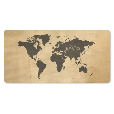 Produktbild von MuchoWow® Schreibtischunterlage Weltkarte - Zitat - Grau 80x40 cm - XXL Mauspad - Gaming Mauspad