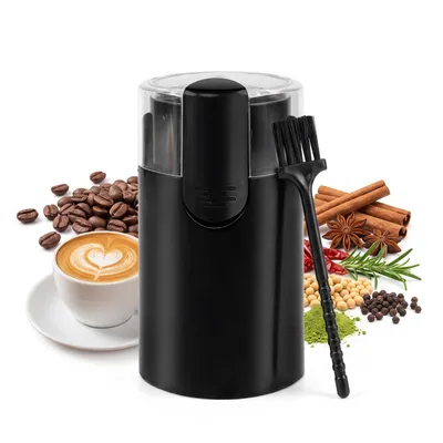 Produktbild von CALIYO Elektrische Kaffeemühle, Gewürzmühle, Edelstahl-Schlagmesser, Mahlgrad variabel, Kaffemühle für Bohnen und Gewürze  mit Reinigungsbürste