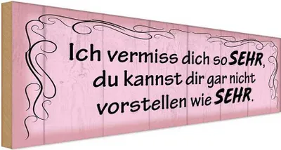 Produktbild von vianmo Holzschild 10x27 cm Ich vermiss dich so sehr wie Dekoration
