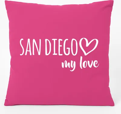 Produktbild von Huuraa Kissen San Diego my love 40x40cm mit Füllung Fuchsia Baumwolle Dekokissen Geschenkidee