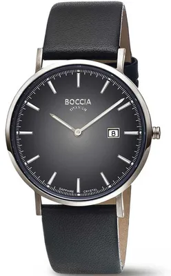 Produktbild von Boccia Herren Armbanduhr Slim 3648-04 Reintitan Lederband schwarz