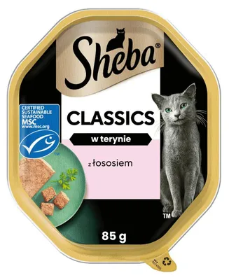 Produktbild von Sheba Katzennassfutter Classics in Pastete mit Lachs, 22 Schalen, 22x85g – Hochwertiges Katzenfutter nass, als Pastete mit feinen Stückchen