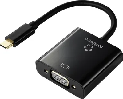 Produktbild von Renkforce RF-4679564 USB-C® / VGA Adapter [1x USB-C® Stecker - 1x VGA-Buchse] Schwarz 10.00 cm