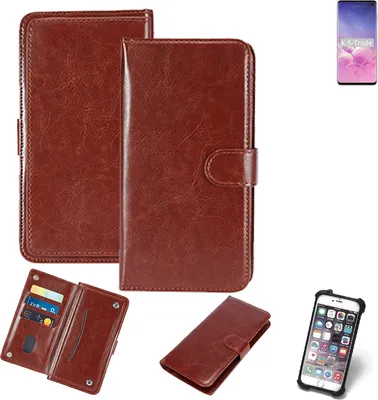 Produktbild von K-S-Trade 360° Hülle kompatibel mit Samsung Galaxy S10 SD855 braun Kunstleder Case BookCase WalletCase Kunstlederederhülle Handyhülle,