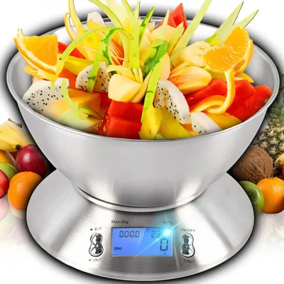 Produktbild von Küchenwaage Digital mit edelstahl schüssel mit LCD Display, Bis 5kg und 1 grammgenau, Elektronische Waage Feinwaage Digitalwaage Präzision Tara Retoo