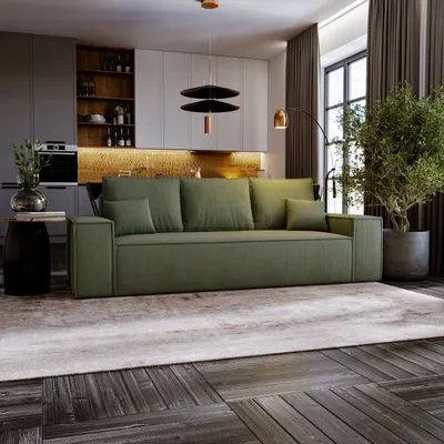 Produktbild von Schalfsofa MOSEN 256 cm mit Bettkasten und Schlaffunktion - Poso 46 / Khaki