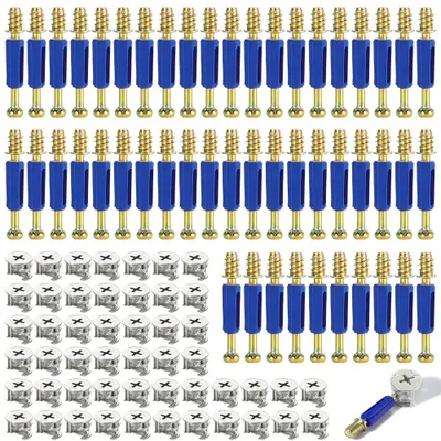 Produktbild von 50-teiliges Set exzentrischer Möbelverbinder, Schrankverbinder, Möbelschrauben mit exzentrischer Nockenschraube und M6*40-mm-Schraubenbefestigungsstift