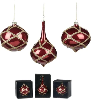 Produktbild von Goodwill Weihnachtskugel Glas Rot-Gold D 16 cm Preis pro Stück