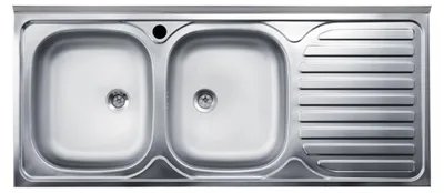 Immagine prodotto di Lavello cucina acciaio appoggio 120x50 cm doppia vasca e gocciolatoio destro SA127DX