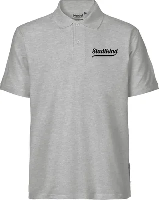 Produktbild von Huuraa Herren Polo Shirt Stadtkind Schriftzug S Sport Grey Bio Baumwolle Fairtrade Poloshirt Geschenkidee