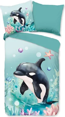 Produktbild von Duvet cover Pure 135x200 + 1* 80x80 cm - Sea/ Orca