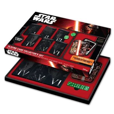 Produktbild von Star Wars Spielkarten Collector's Set Sammlerset Karten Episode 1-7 Würfel Kartendecks