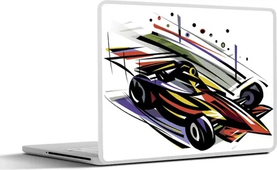 Produktbild von MuchoWow® Laptop Aufkleber Sticker Cover Eine Illustration eines Formel-1-Autos in verschiedenen Farben 36.5x27.5 cm - Laptop-Sticker