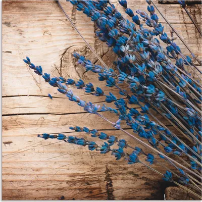 Produktbild von ARTland Wandbild Alu für Innen & Outdoor Lavendel vor Holzhintergrund Größe: 50x50 cm
