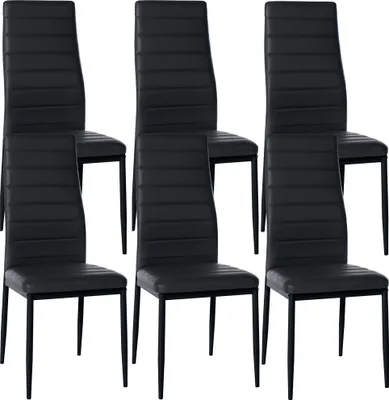 Produktbild von CLP 6er Set Esszimmerstühle Mayfair gepolstert mit Metallgestell schwarz Material Kunstleder