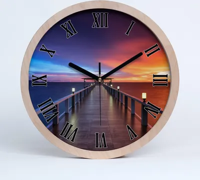 Produktbild von Holzuhr 30fi cm wanduhr - schwarze Spitzen - römische Brücke