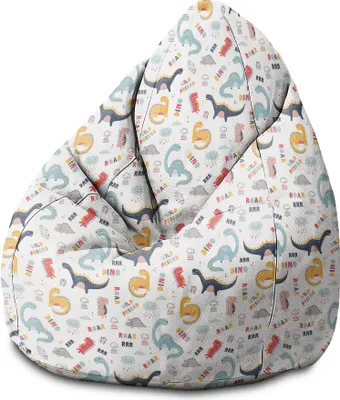 Produktbild von Dreamroots Bean Bag Sitzsack Kinder mit füllung, Bodenkissen Kinder Sitzsack, Sitzsack Kinderzimmer 70x70x105 cm, Funny Kids Dinosaurs