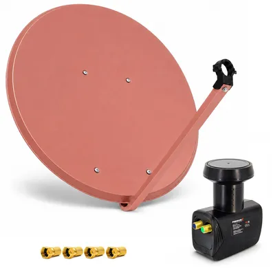 Produktbild von PremiumX SAT Anlage 100cm Antenne Aluminium Twin LNB 4x F-Stecker
