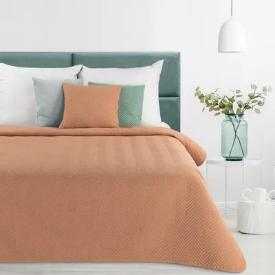 Image de Couvre-lit aspect lin 3 orange 200x220 cm orange