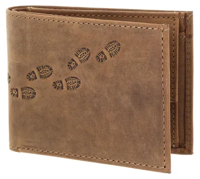 Produktbild von oxmox Leder Geldbörse Leather RFID Protect Pocketbörse Footsteps 2.0 Embossed Vintage Light Brown braun